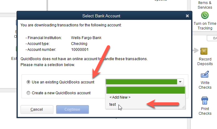 quickbooks-select-existing-account