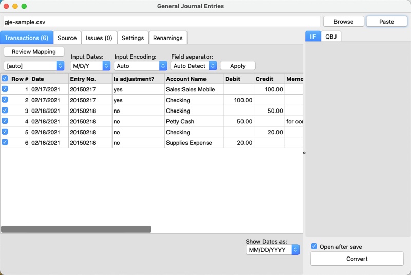 General Journal Entries for macOS