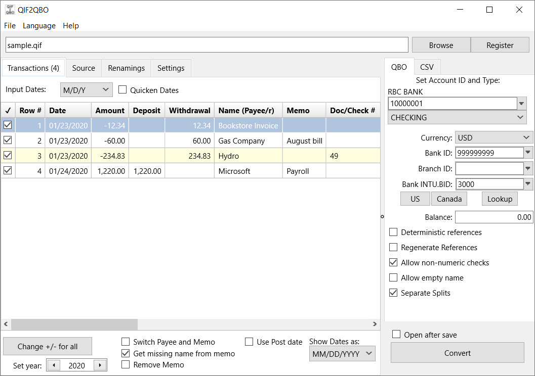 import transactions quickbooks online credit card